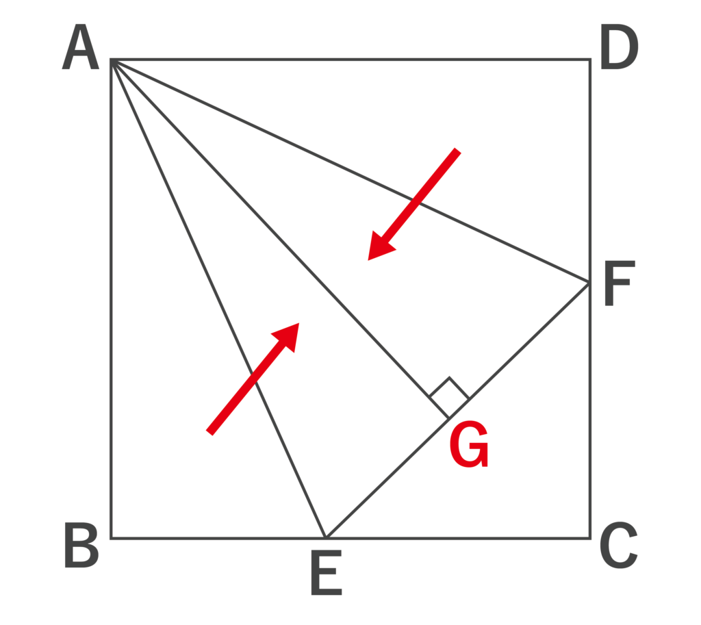 点AからEFに垂線を下ろした図